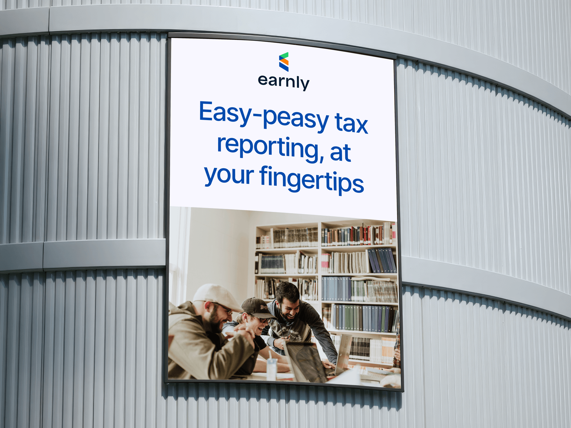 Earnly brand identity on an outdoor billboard mockup