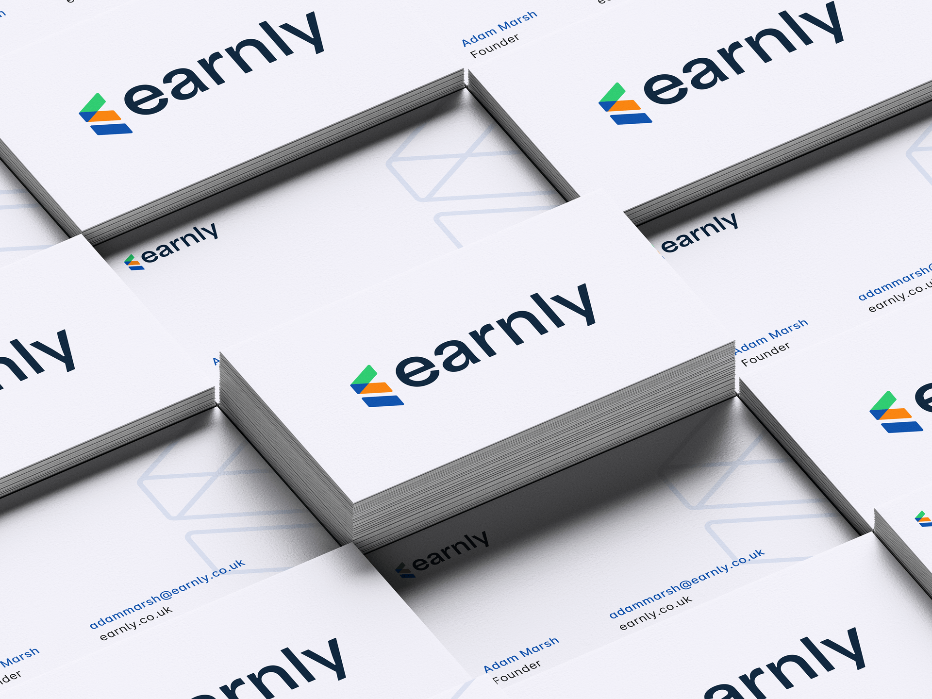 Earnly branded business cards mockup close up
